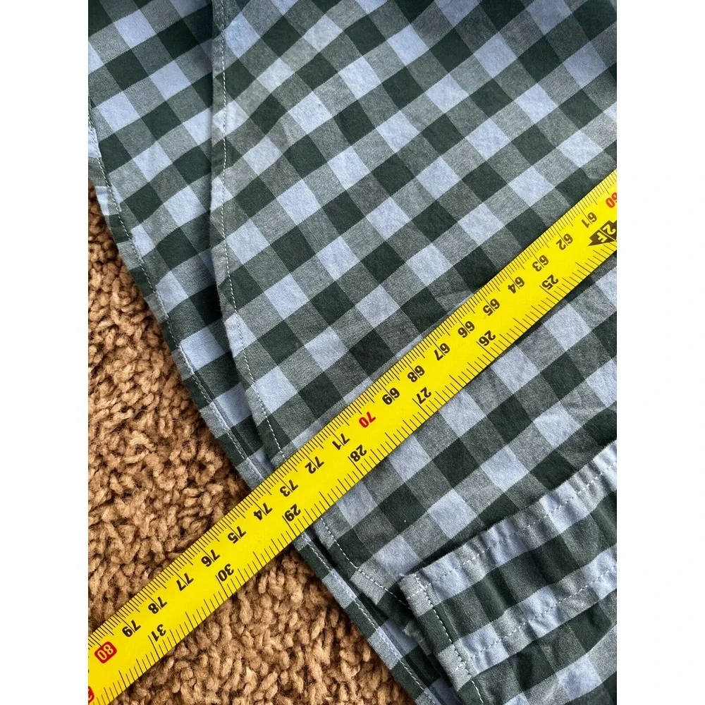 J.Crew Factory Mens SM Button Down Shirt‎ Long Sleeve Blue Green Check Collared